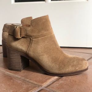 Franco Sarto Suede Buckle Ankle Booties